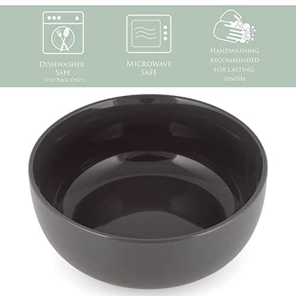Elanze Designs Bistro Glossy Ceramic 6.5 inch Dinnerware Bowls Set of 4 - Perfect for Everyday uses from Soup, Pasta, Salad, Cereal, Ice cream, Ramen and Pho, Charcoal Grey - color: Charcoal Grey, style: 6.5 inch Soup