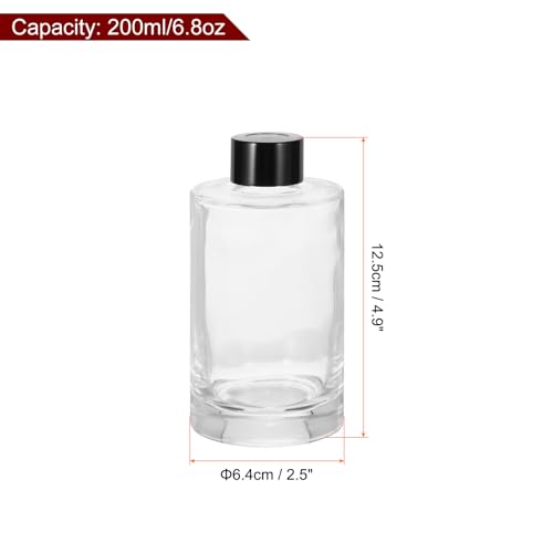 HARFINGTON 200ml/6.8oz Empty Glass Diffuser Bottle 4.9" x 2.5" Refillable Fragrance Accessories Aromatherapy Jar Container for Replacement Reed Diffuser DIY Home Bathroom Transparent - size: 4.9" x 2.5"