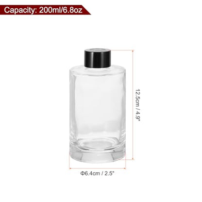 HARFINGTON 200ml/6.8oz Empty Glass Diffuser Bottle 4.9" x 2.5" Refillable Fragrance Accessories Aromatherapy Jar Container for Replacement Reed Diffuser DIY Home Bathroom Transparent - size: 4.9" x 2.5"