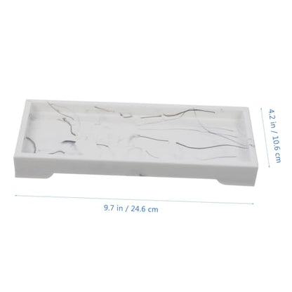 SHINEOFI Marble Design Composite Vanity Tray with Jewelry Organizer and Cosmetics Storage Holder, White Bathroom Countertop Plate for Home Skincare and Toiletries