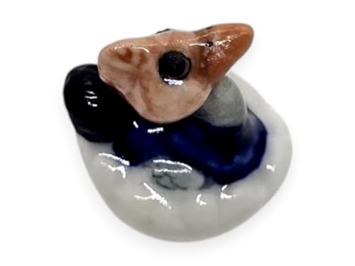 ChangThai Design ¾ Inch Cassowary Flightless Bird in Eggshell Ceramic Figurine for Terrarium Decoration Collectible Statue for Adult Collectors Handcrafted Porcelain Sculpture Home Room Tabletop Decor