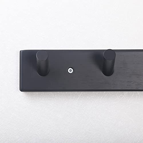 SKOLOO Wall Mounted Coat Rack 38", 10 Hooks, Bamboo, Shaker Style, Black | Wood wall hooks, painted finish, 100-lb cap, entry/bath/bed, hanging backpack coat towel hat, long pegs, 16" stud spacing - color: Black, size: 38 inch