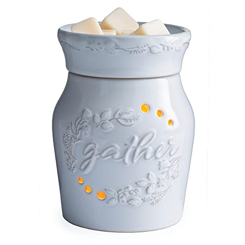 Candle Warmers ETC. Illumination Fragrance Warmer- Light-Up Warmer for Warming Scented Candle Wax Melts and Tarts or to Freshen Room, White Holiday Gather - size: Gather