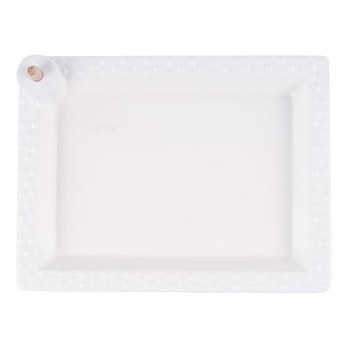 White Serving Tray - 12" x 9" Ceramic Rectangular Tray with Peg for Interchangeable Decorative Topper, Trays for Serving Food, Serving Platters and Trays, Serving Platter for Appetizers - style: White Rectangular Platter
