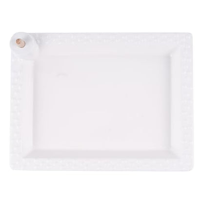 White Serving Tray - 12" x 9" Ceramic Rectangular Tray with Peg for Interchangeable Decorative Topper, Trays for Serving Food, Serving Platters and Trays, Serving Platter for Appetizers - style: White Rectangular Platter