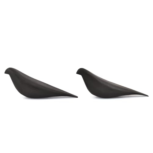 EDHAS Statues Bird Room Decor – Set of 2 Modern Wooden Bird Sculptures – Handmade Acacia Wood, Black Finish Office & Living Room Decor Accents(10.5'' X 2.75'' X 4'')