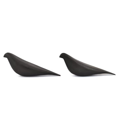 EDHAS Statues Bird Room Decor – Set of 2 Modern Wooden Bird Sculptures – Handmade Acacia Wood, Black Finish Office & Living Room Decor Accents(10.5'' X 2.75'' X 4'')