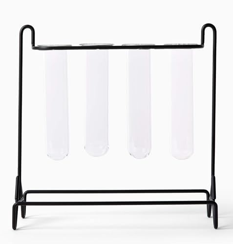 Grace River Propagation Station, Iron & Glass Planter, 8x8x8 inches, 4 Test Tubes, Indoor & Outdoor - color: Black