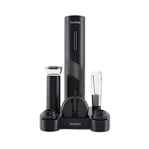 Ivation 7-Piece Wine Gift Set, Electric Opener, Aerator Pourer, Pump, Stand | Ideal for dinner parties, tastings, and everyday entertaining at home; keeps every accessory in one place.