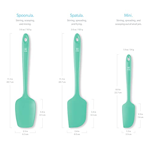DI ORO Silicone Spatula Set - 600F Heat Resistant, 3-Pc Mint | Rubber scraper won't scratch nonstick pans; For baking, cooking, mixing, and frosting; BPA-free and dishwasher safe - color: Mint