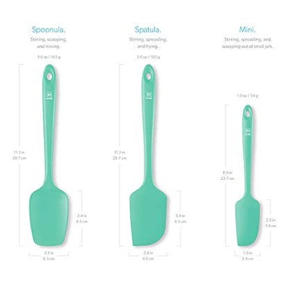 DI ORO Silicone Spatula Set - 600F Heat Resistant, 3-Pc Mint | Rubber scraper won't scratch nonstick pans; For baking, cooking, mixing, and frosting; BPA-free and dishwasher safe - color: Mint