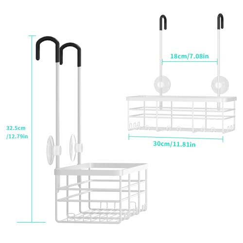 HapiRm Hanging Shower Caddy Organizer - No Drilling Shower Organizer with Hooks, Rustproof & Waterproof 304 Stainless Steel Bathroom Shelves - White (1 Basket) - color: White-1 Basket