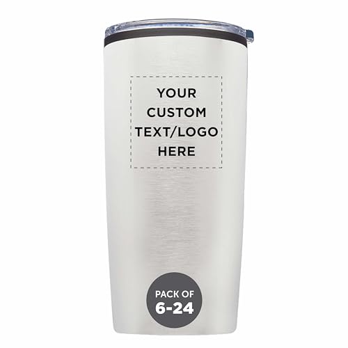 Father’s Day Custom Plastic Tumblers 20 oz Set of 6/12/24, Personalized Bulk Pack with Lids - Iced Coffee Tumbler, To Go Cup, Insulated Gift for Dad - Silver - color: - Custom – Silver