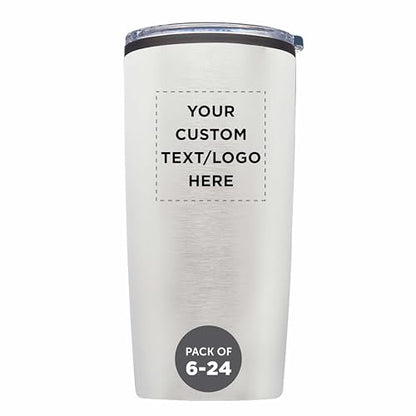 Father’s Day Custom Plastic Tumblers 20 oz Set of 6/12/24, Personalized Bulk Pack with Lids - Iced Coffee Tumbler, To Go Cup, Insulated Gift for Dad - Silver - color: - Custom – Silver