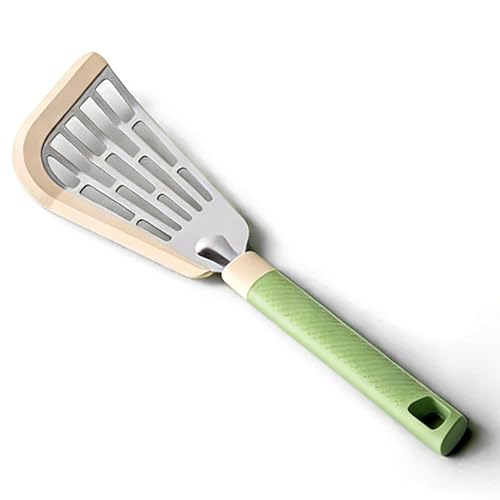 Butterfly Spatula Made of Silicone & Stainless Steel Flexible Curved Edge Slotted Turner for Non-Stick Cookware Egg Steak Pancake Flipper Green - color: Green, size: Set of 1