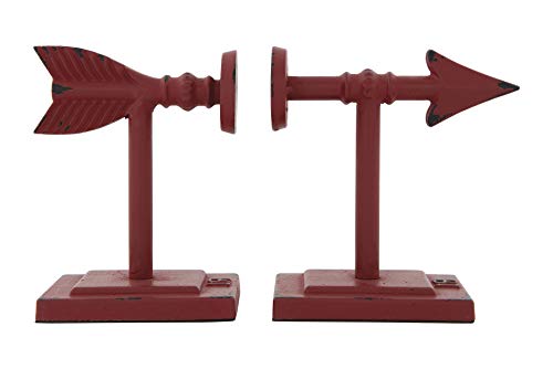 Creative Co-Op Decorative Cast Metal Arrow Bookends, Red, Set of 2 Pieces - color: Red