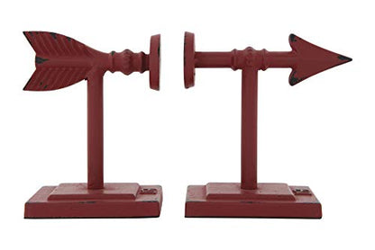 Creative Co-Op Decorative Cast Metal Arrow Bookends, Red, Set of 2 Pieces - color: Red
