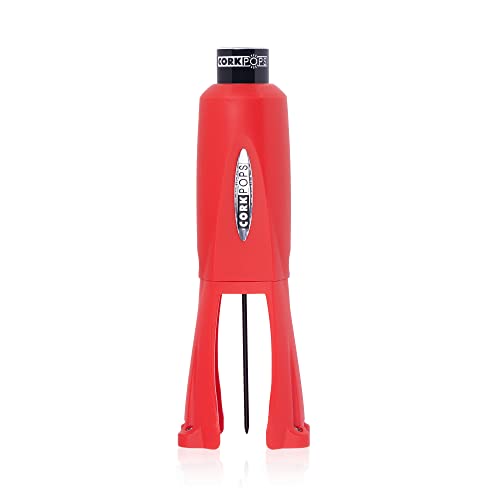 Cork Pops Legacy Wine Opener Built-in 4-Blade Foil Cutter Safe Cork Removal, Effortless Push Button Use, Needle Guard for Safety, Low-Pressure Cartridge Opens Up To 60 (Red, With 1 Cartridge) - color: Red, size: 1 Cartridge
