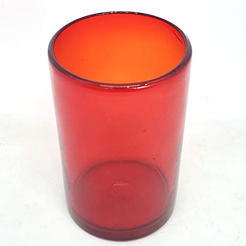 Solid Ruby Red 14 oz Drinking Glasses (set of 6), Recycled Glass, Lead-free, Toxin-Free (14oz Drinking) - color: Red, size: 14 oz