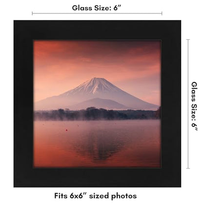 Americanflat 6x6 Picture Frame - Engineered Wood - Black | Shatter-resistant glass, wall or tabletop display with included easel, sawtooth hangers included - color: Black, size: 6x6