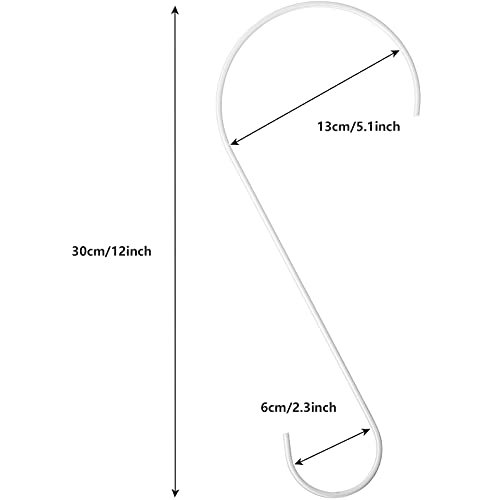 Hotop 6 Pieces Heavy Duty Big S Hooks Bird Feeder Garden Rustproof Stainless Steel Hook for Tree Branch, Kitchen, Bird House, Plants, Baskets, Lanterns and Bicycles(12 Inch,White) - color: White, size: 12 Inch