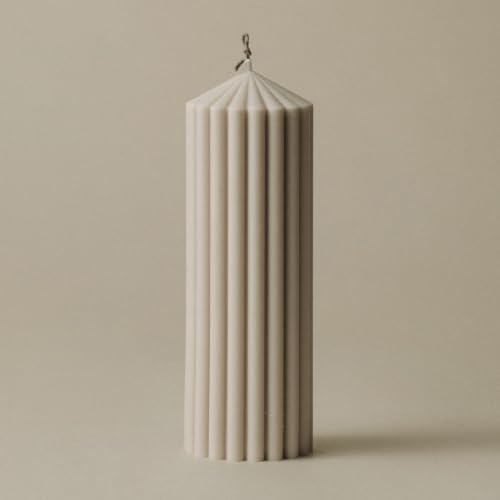 LAWA Ribbed Peak Pillar Candle - Large Beautiful Handmade Pillar Scented Soy Wax Candle Elegant Bubble Aesthetic Candle Housewarming Gift Home Room Shelf Decor Idea (Medium, Moon Gray) - color: Moon Gray, size: Medium
