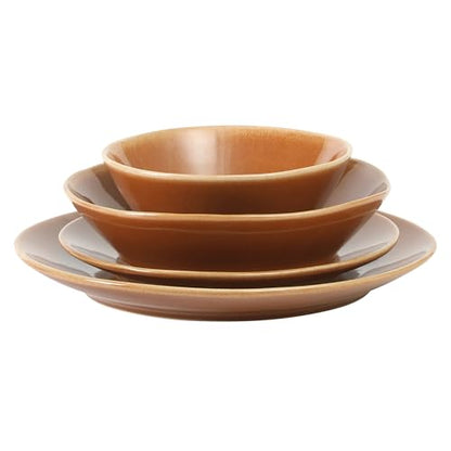 Two Time Oprah's Favorite Things Winner - Montecito Breeze 16 Piece (Service for 4) Double Plates and Bowls Stoneware Reactive Glaze Dinnerware Set - Terracotta Canyon - color: Terracotta Canyon