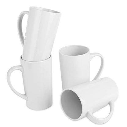 BYCNZB 22oz white Super Large tall Ceramic Coffee Mugs Large Handles Set of 4 - color: tall white