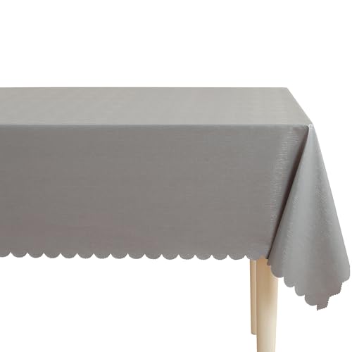 Rectangle Vinyl Tablecloth, 100% Waterproof Oil Proof Plastic Table Cloth, Wipeable Table Cover for Dining, Buffet Parties, Camping,Indoor and Outdoor(Gray, 52" x 70") - color: Grey, size: 70" x 52" (Rectangular)