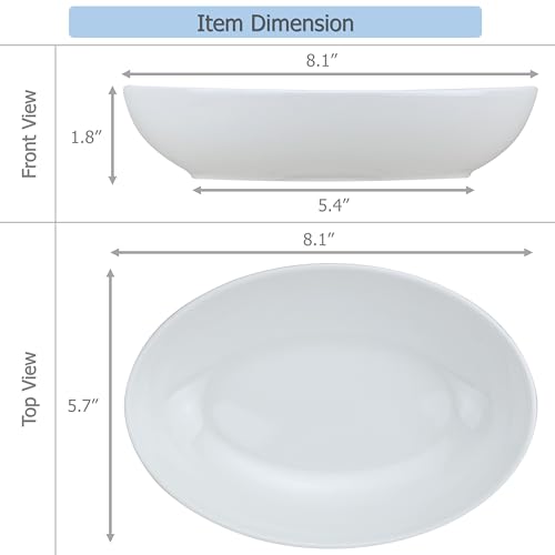EIKS Ceramic Deep Plates Oval Shaped Dishes, Size of L8.1 x W5.7 | For Serving Fish, Seafood, Appetizers, Salad, Snack in Home, Dinner, Entertaining Party - size: S Size (L8.1" x W5.7")