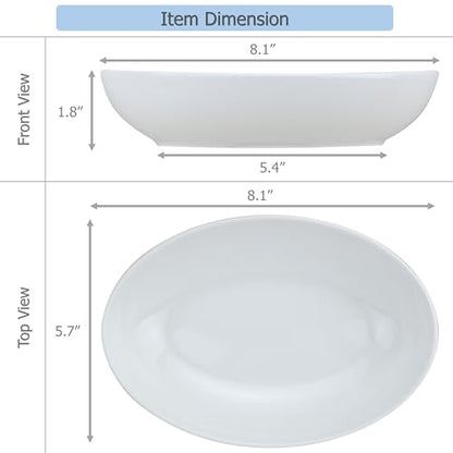 EIKS Ceramic Deep Plates Oval Shaped Dishes, Size of L8.1 x W5.7 | For Serving Fish, Seafood, Appetizers, Salad, Snack in Home, Dinner, Entertaining Party - size: S Size (L8.1" x W5.7")