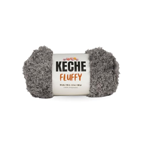 KECHE Fluffy Bulky Yarn – Super Soft Chunky Fuzzy Blanket Weight # 5 Yarn for Knitting Crocheting Crafting 3.5 oz (100 gr) 98 Yds (90 m) - Dark Grey - color: Dark Grey, size: 1 SKEIN