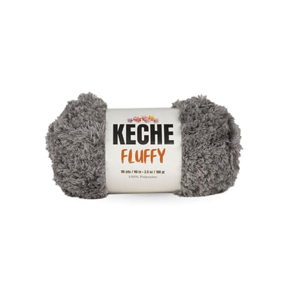 KECHE Fluffy Bulky Yarn – Super Soft Chunky Fuzzy Blanket Weight # 5 Yarn for Knitting Crocheting Crafting 3.5 oz (100 gr) 98 Yds (90 m) - Dark Grey - color: Dark Grey, size: 1 SKEIN