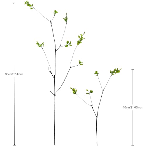 5 Pcs 37.4" Artificial Eucalyptus Stems for Vase, Autumn Yellow Leaf Faux Greenery, Olive | Ficus Long Stem Fake Leaves, Indoor Faux Plants for Home Office Decor