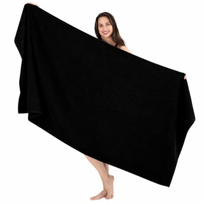 SALBAKOS Luxury 100% Turkish Cotton Bath Sheet 40x80 in (1-Piece, Black) | Extra Large Jumbo Oversized Bathroom and Beach Towel, Super Soft Highly Absorbent Thick Premium Hotel Quality, Made in Turkey - color: Black, size: Jumbo Bath Sheet