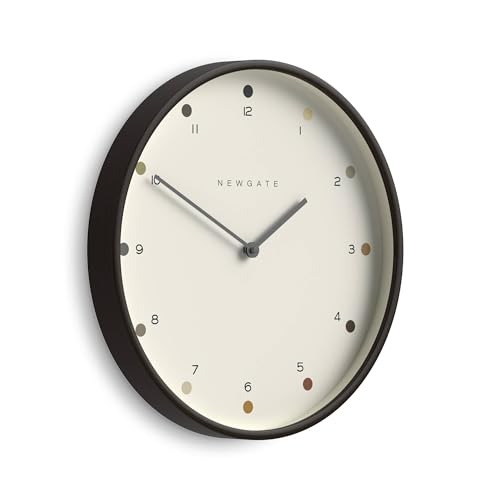 NEWGATE® Mr Clarke wall Clock | Large Scandi Inspired Plywood Clock | 16" | Dark Wood case with Designer dot dial | Modern Minimalist Design for Kitchen, Living Room or Office - color: Dark Plywood