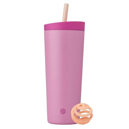 BlenderBottle Tumbler 2-in-1 Stainless Steel Shaker Bottle 24oz, Rose Petal | Leak-Proof with Straw Removed | Blenderball Whisk Technology | Sip or Chug Spout | Protein | Greens | Hydration - color: Rose Petal, size: 24 Ounces