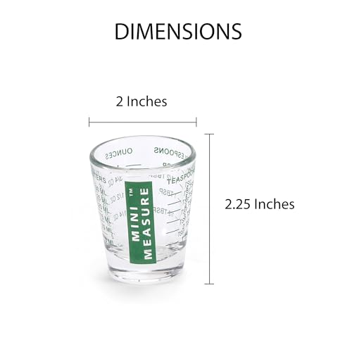 Kolder Mini Measure Heavy Glass, 20-Incremental Measurements Multi-Purpose Liquid and Dry Measuring Shot Glass, Green, Set of 2 - color: Green, size: Set of 2