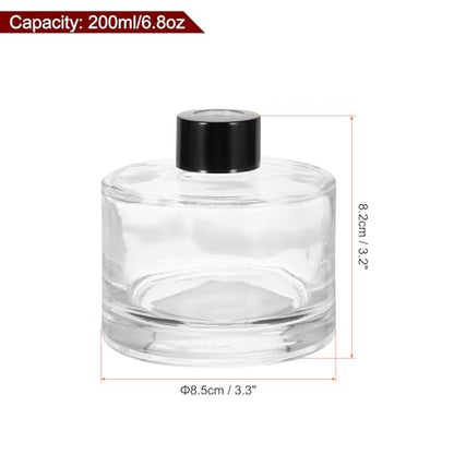 HARFINGTON 200ml/6.8oz Empty Glass Diffuser Bottle 3.2" x 3.3" Refillable Fragrance Accessories Aromatherapy Jar Container for Replacement Reed Diffuser DIY Home Bathroom Transparent - size: 6.8 Ounces