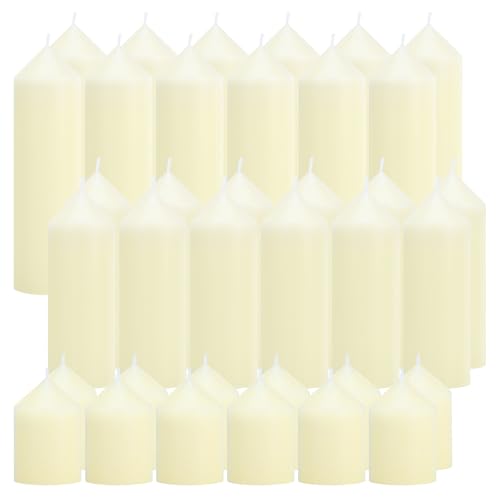 36 Pcs Ivory Pillar Candles Bulk Set，3 Different Lengths 2 x 3/6/8 Inch (12 Each)，Hurricane Candles，Dripless Unscented Smokeless，Gives You a Better Atmosphere When Organizing an Event Party. - color: 36 Pointed-tip, size: 2 x 3/6/8 Inch
