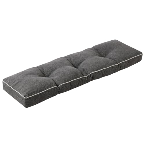 IPYNBAP Bench Cushion, 36 x 14 Inch Patio Furniture Cushions with Durable Ties, Soft Memory Foam Bench Cushions for Indoor/Outdoor Furniture with Non-Slip Bottom, Kitchen&Dining, Dark Grey - color: Dark Grey, size: 36*14+4”