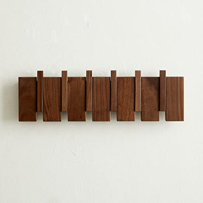 Wood Coat Rack Wall Mount, Coat Hooks Hanger Wall Mounted, Heavy Duty Wall Coat Rack with 6 Hooks for Hanging Coats/Keys/Hats/Robe&Towels/Plants/Bags, Walnut - size: 6 Hooks