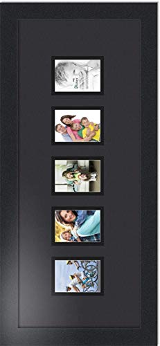 ArtToFrames Collage Photo Frame Double Mat with 5-2.5x3.5 Openings with Satin Black Frame and Black mat. - color: Black, size: 2.5x3.5