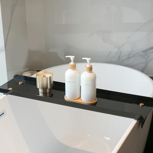 Bathroom Soap Dispenser Set, White | Bamboo Pumps & Tray, Lotion Dispenser, Hand Soap Dispenser, Bathroom Counter Decor - color: Hl White