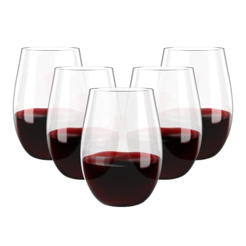 FOCUSLINE 20 Pack 16 Oz Plastic Wine Glasses, Stemless Plastic Wine Cups | Thick and Durable, Shatter-Resistant, and Reusable; Ideal for Weddings, Parties, Toasts, and Various Celebrations - color: 16OZ-20-CLEAR
