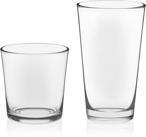 Libbey Preston Tumbler & Rocks Drinking Glasses Set of 16, All-Purpose Cups | 16 oz and 13 oz Capacities for Water, Juice, Cocktails, and More with Wide Mouths and Dishwasher-Safe Cleanup - color: 07 - Preston