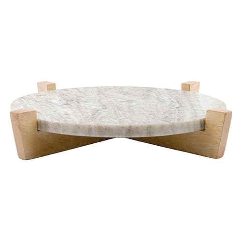 Santa Barbara Design Studio Charcuterie Boards for Cheese, Meat, and Fruit Marble Board on Mango Wood Stand, 12.25" L x 10" W x 2" H, Beige - color: Beige
