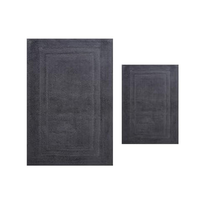 Home Weavers Luxury Collection 100% Cotton Reversible Bathroom Rugs Set, Washable Rug, Soft Cotton Extra Soft and Absorbent Bath Rug, Kitchen Mat, 2 Piece Set(S+L), Gray - color: Grey, size: 2 Piece Set(S+L)