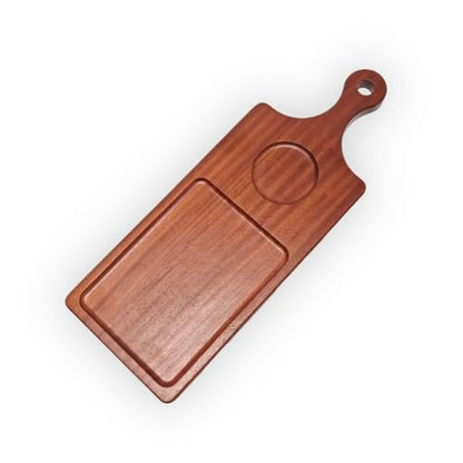Black Walnut Wood Serving Board with Handle - 15" x 6" Food Serving Tray for Kitchen Appetizers, Wooden Cutting Chopping Board for Meat, Vegetables, Bread, Cheese Board - size: 15" X 6" Black Walnut