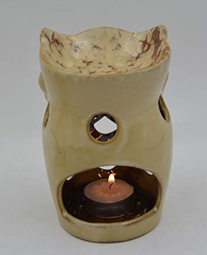 4.7 Inch Ceramic Owl Oil Warmer Aromatherapy Burner/Tea Light Candle Holder Oil Burner/Essential Oil Warmer Candle Holder/Wax Warmer Ideal Gifts for Women, Mom or Birthdays